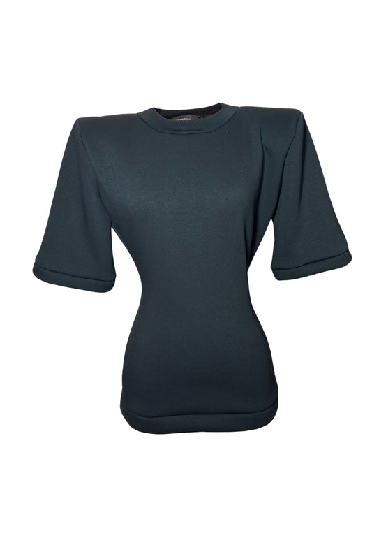 ANITA PADDED SHOULDER TSHIRT | BLACK SWEATSHIRT JERSEY