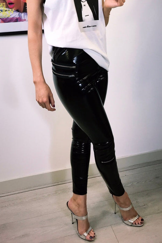 LOTTIE • VINYL LEGGINGS WITH ZIP DETAIL