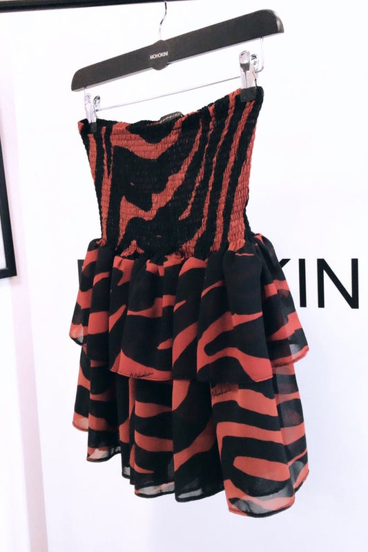 CLAUDIA • SKIRT & TOP CO-ORD • ZEBRA PRINT BLACK / BRICK RED