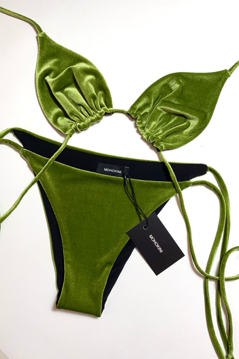 FLORA TRIANGLE BIKINI - BOTTLE GREEN VELVET IN STOCK 8