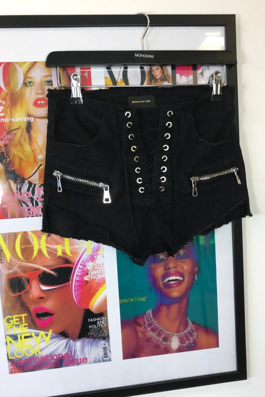 DARCY LACE UP SHORT SHORTS | BLACK - PRE ORDER