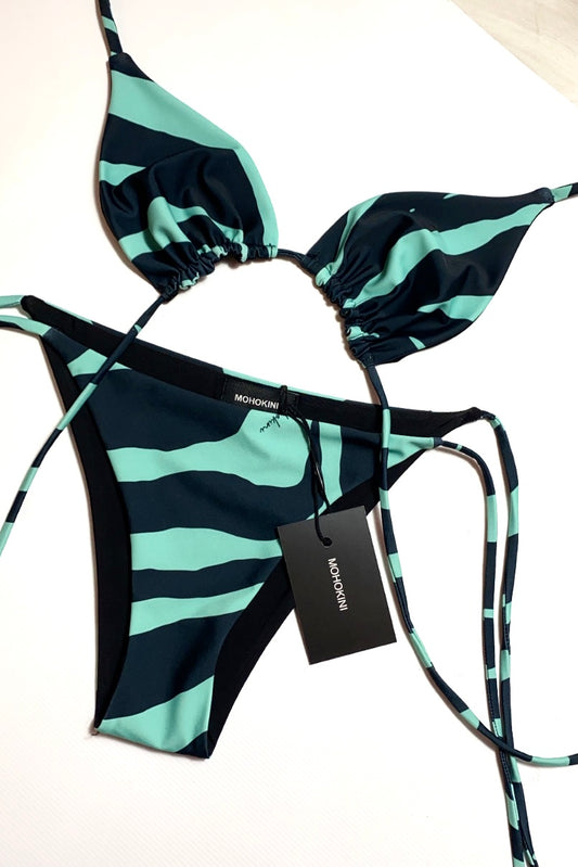 FLORA TRIANGLE BIKINI  MINT BLACK ZEBRA - SALE