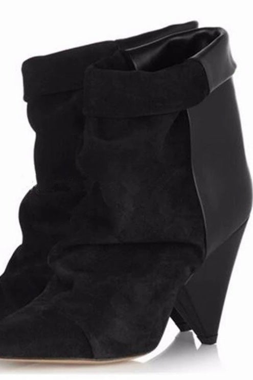 STRUT SLOUCHY ANKLE BOOTS BLACK SUEDE AND LEATHER - PRE ORDER