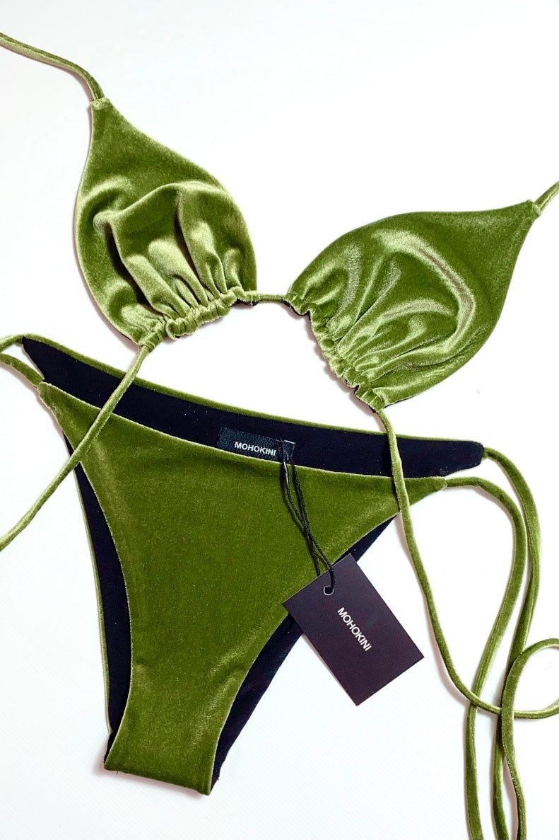 FLORA TRIANGLE BIKINI - BOTTLE GREEN VELVET IN STOCK 8