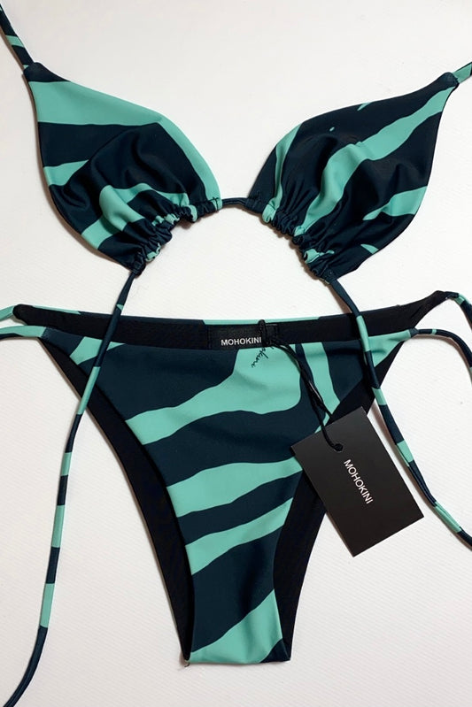 FLORA TRIANGLE BIKINI  MINT BLACK ZEBRA - SALE