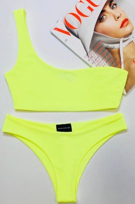 LEOMIE • ONE SHOULDER BIKINI • NEON YELLOW