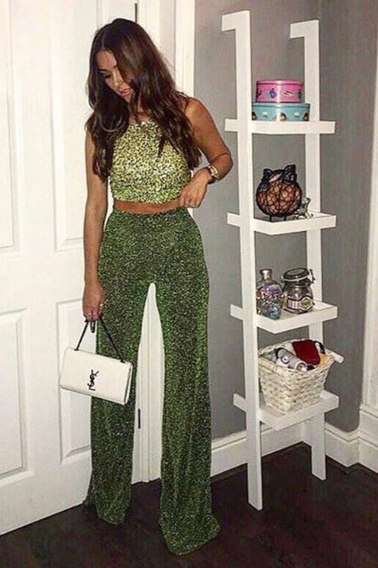 HALLIE WIDE LEG TROUSERS - SPARKLE