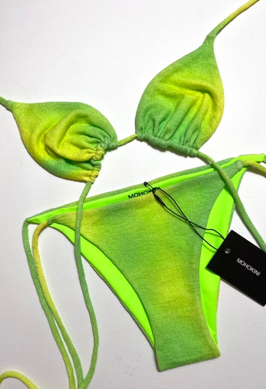 FLORA TRIANGLE BIKINI - LIME LEMON DIP DYE