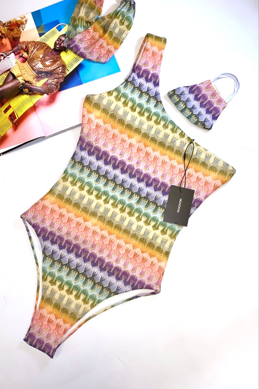 ARIA ONE SHOULDER SWIMSUIT - LIGHT MAMBO PRINT 0.917.