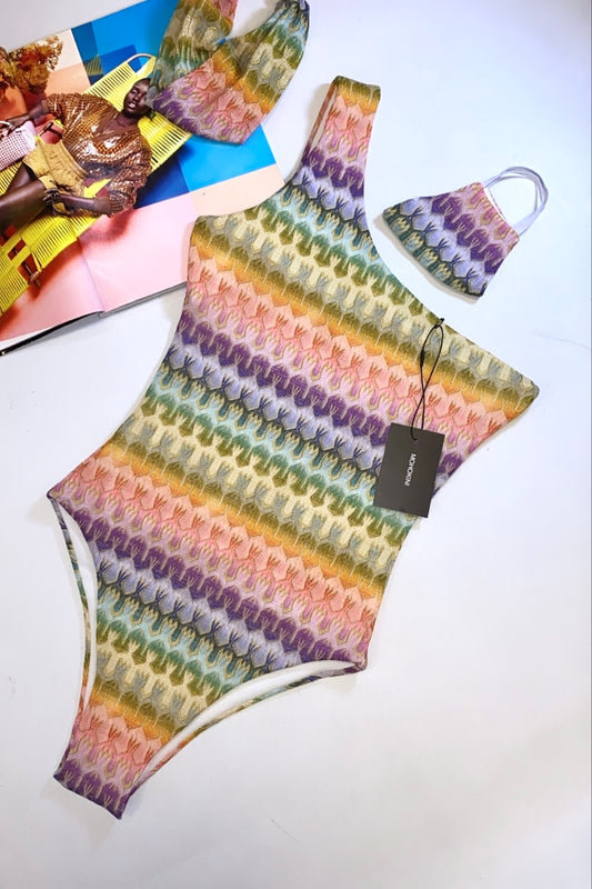 ARIA ONE SHOULDER SWIMSUIT - LIGHT MAMBO PRINT 0.917.