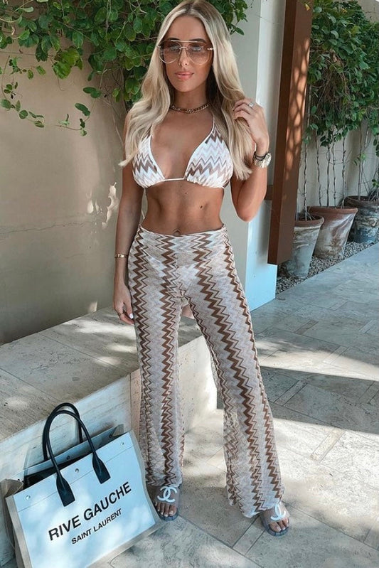 HALLIE X FLORA BIKINI AND TROUSERS SET GLOSSY MONO