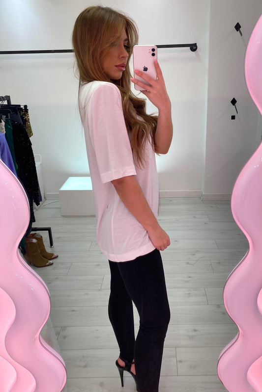 ANNIE PADDED SHOULDER T-SHIRT WHITE - PRE ORDER