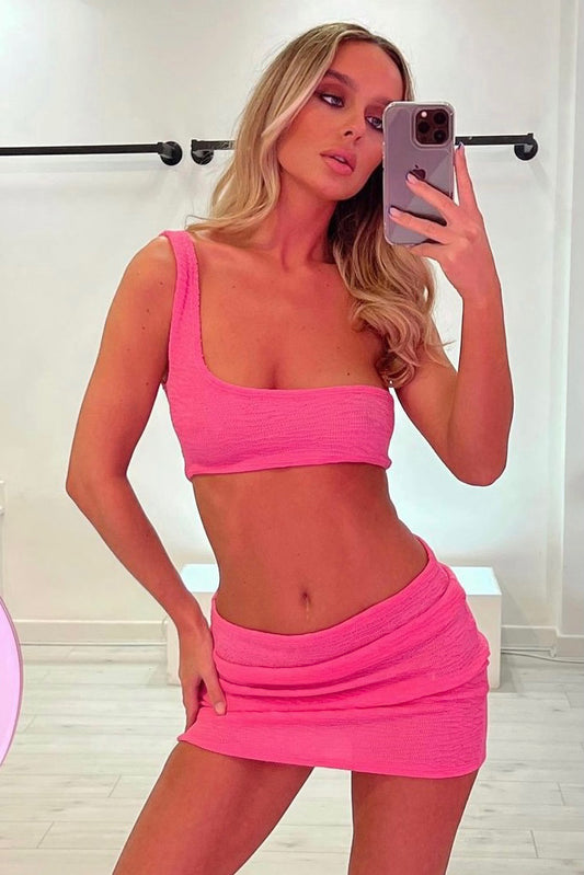 CINDY ONE SHOULDER TOP AND SKIRT SET