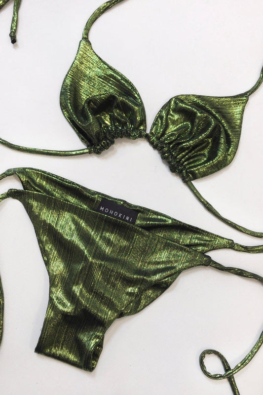 MICA SCRUNCH BOTTOM BIKINI - GREEN GLOSS - SALE